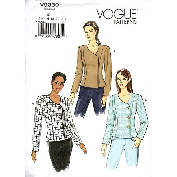 Vogue Patterns V9339 Misses 14 to 22 Blouse Uncut Sewing Pattern - Picture 1 of 2